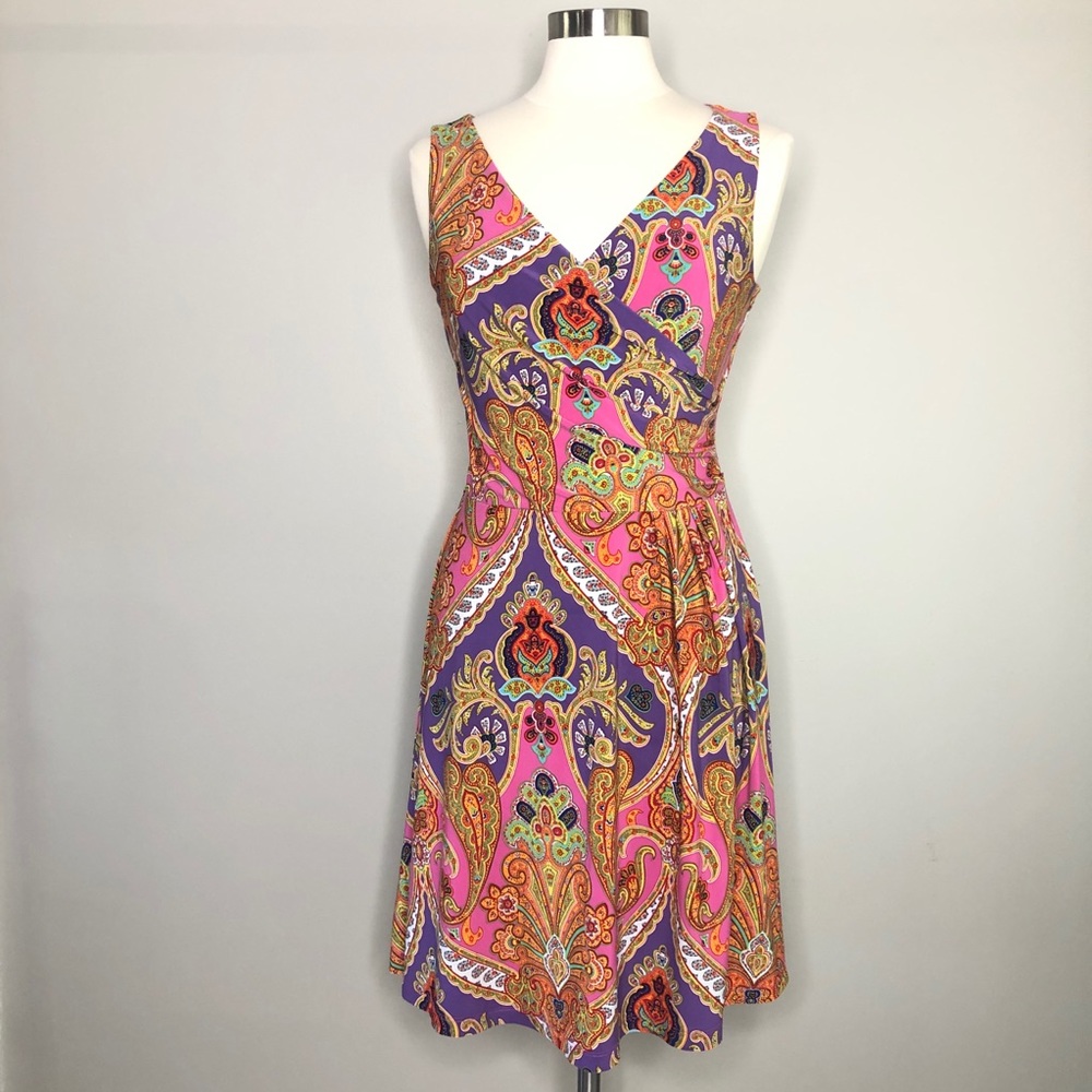 Lauren Ralph Lauren colorful paisley dress, small petite - Picture 1 of 6